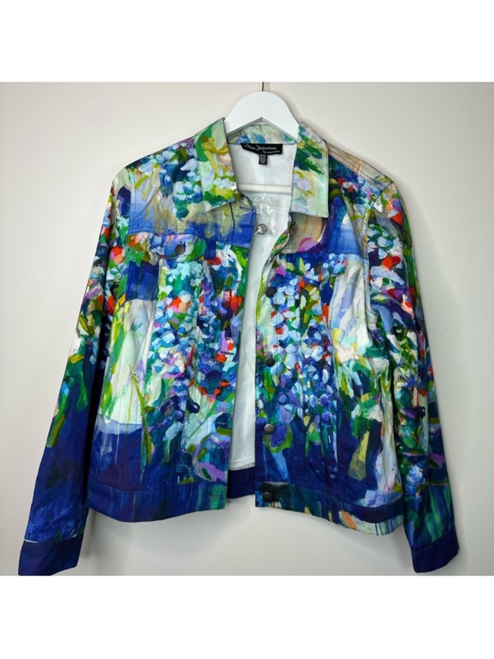 Claire Desjardins Abstract Floral Print Women's Jacket in Blue and Green - Picture 7 of 7
